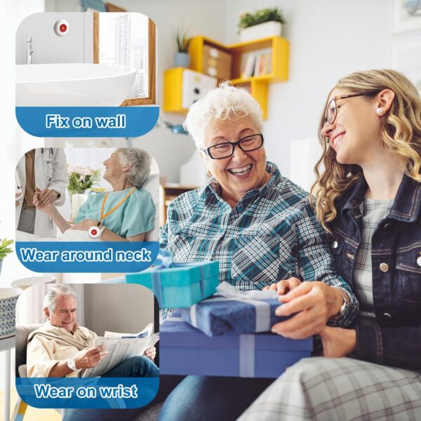 Daytech Wireless Caregiver Pager Call Button Elderly Nurse Alert System for Elderly Monitoring/Seniors with 2 SOS Call Panic Buttons & 2 Watch Pagers, 500+Feet 3 Receivers - Image 2
