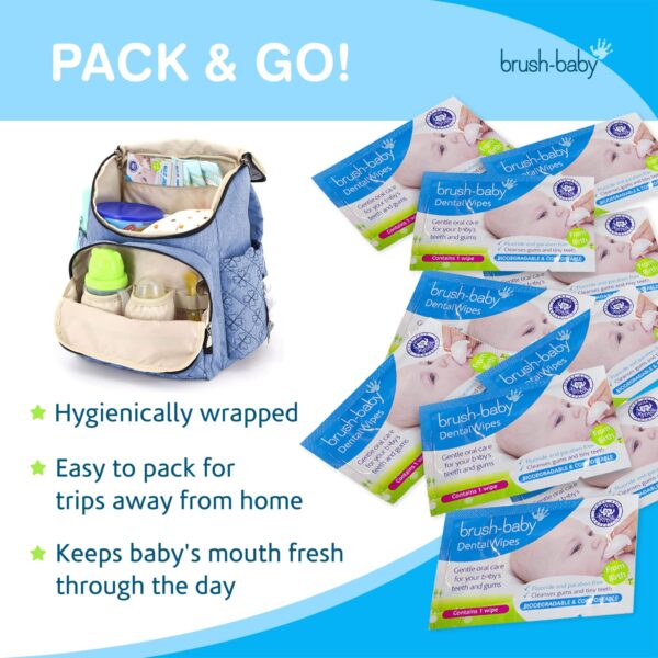 Brush Baby Teething Relief Dental Wipes for Ages 0-Toddler - Naturally Eliminate Teething Pain, Prevent Tooth Decay and Sour Milk Breath - 28 Finger Wipes (2-Pack) - Image 6
