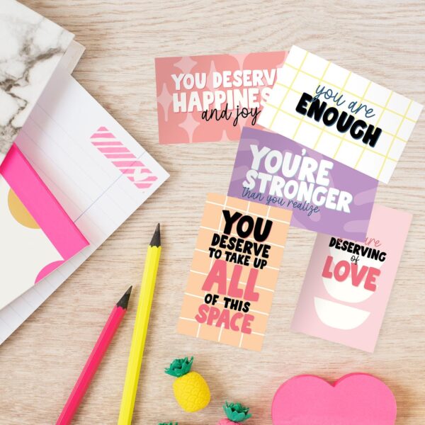Strong Mental Health Mini Quote Cards / 50 Motivational Kindness Cards / 25 Vibrant Uplifting Designs / 2" x 3.5" Flat Business Card Size/Small Inspirational Daily Quote Cards - Image 5