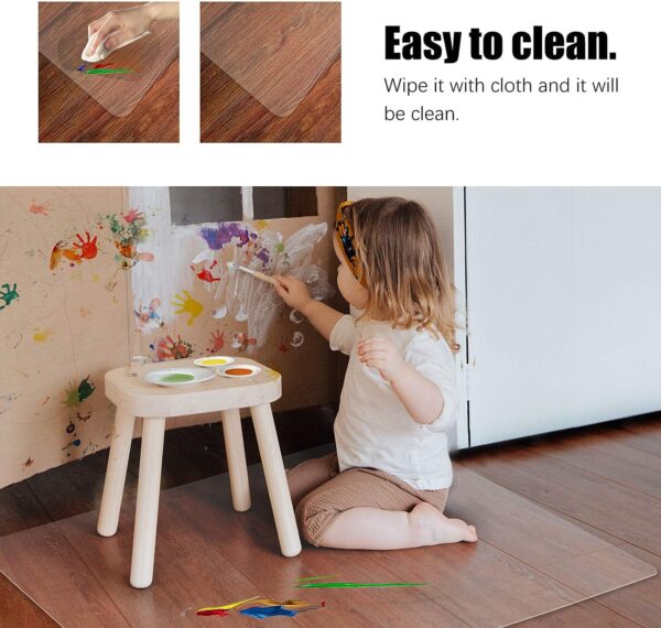 Kuyal Clear Chair mat for Hardwood Floor 30 x 48 inches Transparent Floor Mats Wood/Tile Protection Mat for Office & Home (30" X 48" Rectangle) - Image 3