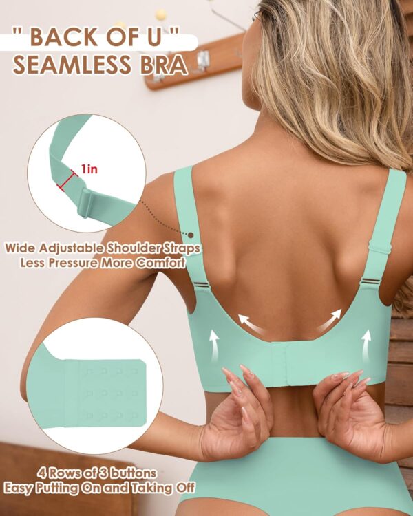HORISUN Seamless Bras Full Coverage Wireless Push Up Bra for Women No Underwire Comfort V Neck Bralettes with Support - Image 4