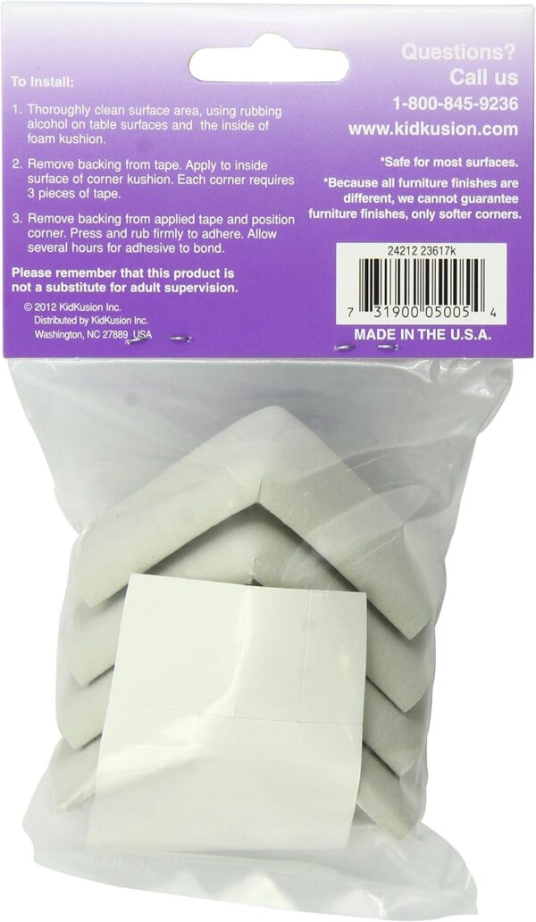 KidKusion 4- Piece Safety Corner Cushion; Taupe; Child Proofing Corner Guard; Made in USA; Child Safety, Home Furniture Safety Bumper, Baby Proof Table Protector, 4 Count (Pack of 1) - Image 2
