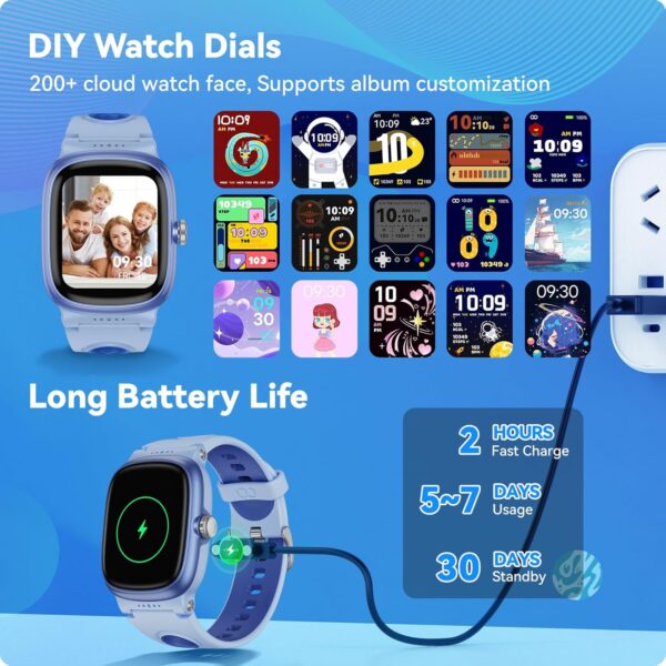 Smart Watch for Kids with Heart Rate Sleep Monitor, Games/Alarm/IP68 Waterproof Smart Watch for Boys Girls, Step Calorie Pedometer Activity Tracker, Kids Fitness Watch Birthday Gifts for Aged 4-16 - Image 4