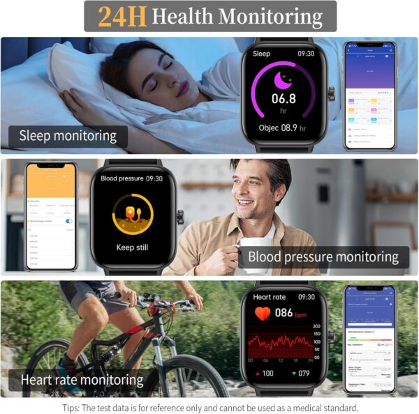 Smart Watch for Men Women (Answer/Make Calls), 1.83" Smartwatch with Heart Rate SpO2 Sleep Monitor, IP67 Waterproof, Fitness Activity Tracker, Smartwatches for iOS & Android Phones - Image 4