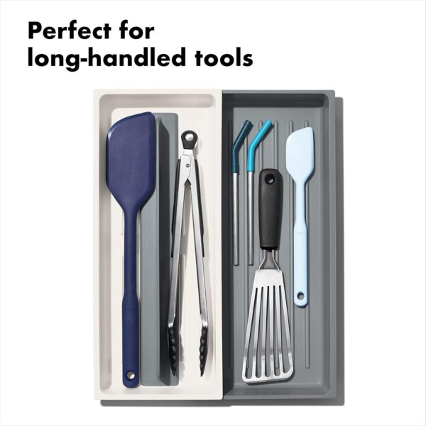 OXO Good Grips Kitchen Drawer, Expandable Long Tool Organizer, White - Image 3