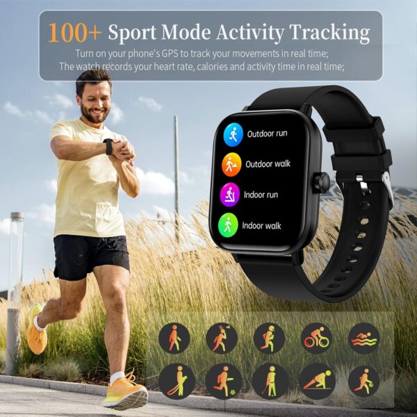 Smart Watch for Men Women (Answer/Make Calls), 1.83" Smartwatch with Heart Rate SpO2 Sleep Monitor, IP67 Waterproof, Fitness Activity Tracker, Smartwatches for iOS & Android Phones - Image 5