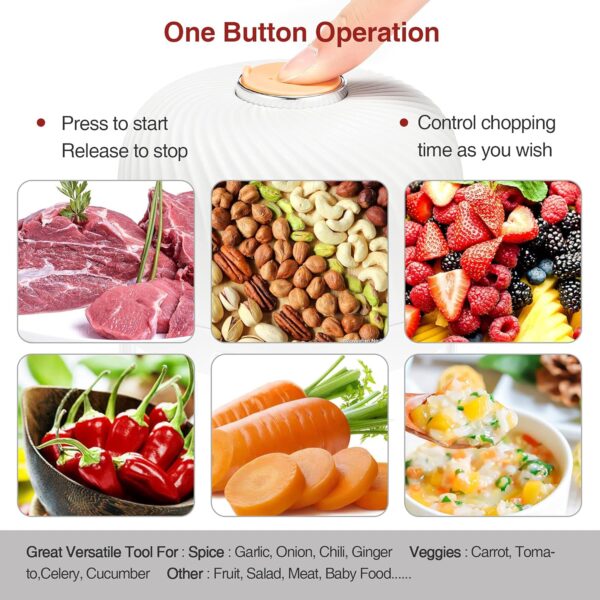 Electric Garlic Chopper, Mini Portable Veggie Chopper, 250ML Garlic Grinder Masher Onion Chopper, Blender to Vegetable, Wireless Food Processor for Ginger, Chili, Fruit, Meat, etc - Image 8
