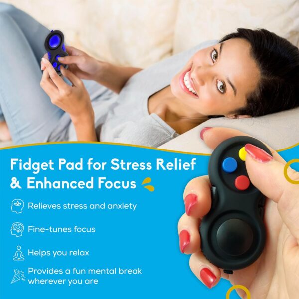 PILPOC Fidget Pad, Fidget Controller Toy for Highly Increased Focus, Reduced Stress & Anxiety, Enhances Productivity & Calms Nerves for ADHD, Remote Control Sensory Play for Kids (Black) - Image 2