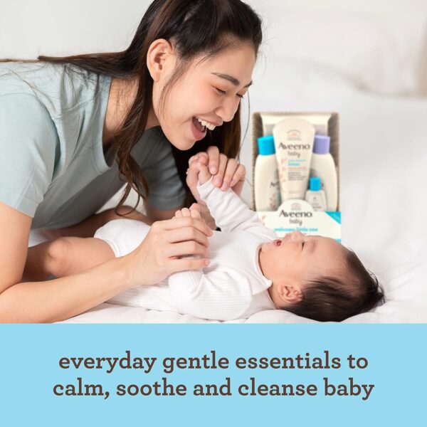 Aveeno Baby Welcome Little One Gift Basket, Baby Skincare Set with Nourishing Baby Body Wash & Shampoo, Calming Bath Wash, All Over Baby Wipes, & Daily Moisturizing Lotion, 5 Items - Image 5