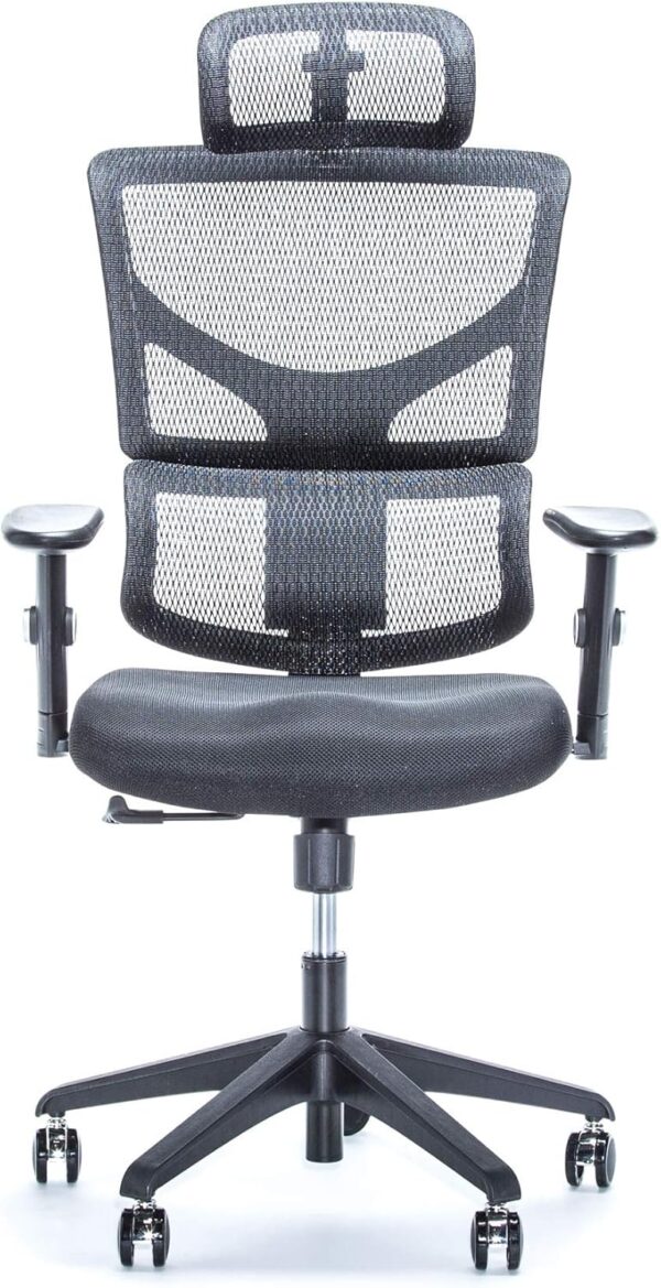 X-Chair X-Basic Task Chair, Black Flex Mesh with Headrest - Ergonomic Office Seat/Adjustable Backrest/Foam Seat/Relaxed Recline/Perfect for Office or Home Desk - Image 3