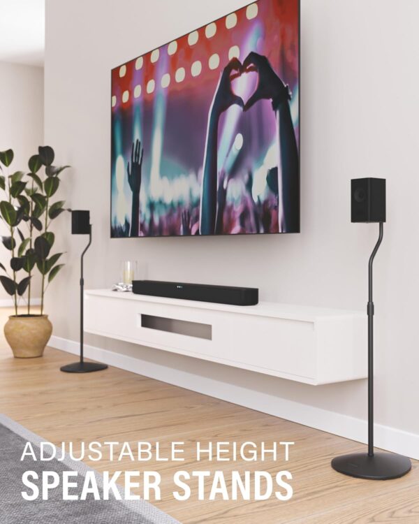 SANUS Speaker Stands Pair - Adjustable Height Speaker Stands for Satellite & Bookshelf Speakers up to 3.5lbs - Tool-Free Adjustment & Easy DIY Assembly - Image 2