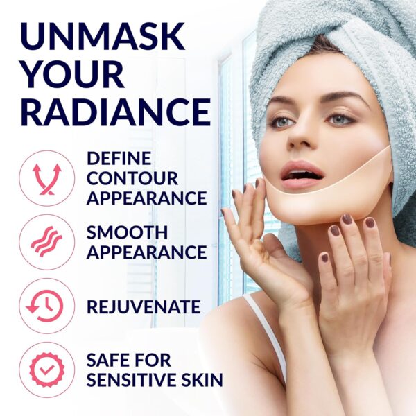 Stylia V-Line Lifting Collagen Face Mask with Hyaluronic Acid & Aloe Vera - Spa Quality Chin Strap - Jawline Shaper Collagen Mask - Face Masks Skincare - Chin Strap for Sleeping - 10PC - Image 4