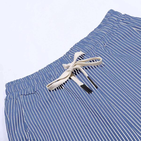 Womens Linen Striped Capris Summer Capri Pants 2025 Cropped Casual Loose Fit Petite Straight Dressy Pinstripe Shorts - Image 3