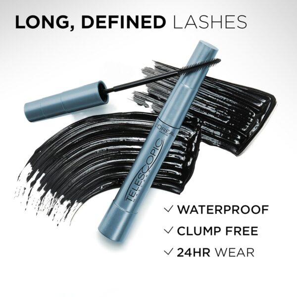 L'Oreal Paris Makeup Original Telescopic Lengthening Mascara, Waterproof Black - Image 4