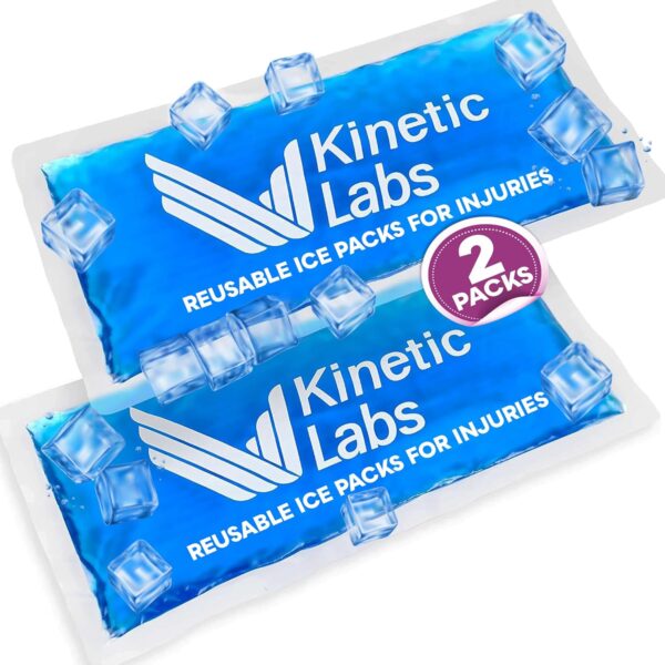 Gel Ice Packs for Injuries Reusable (2 Pack) 9.5" x 4.5" – HSA FSA Eligible Gel Cold Packs by Kinetic Labs – Flexible & Soft Packs for Knee, Shoulder, Back (Regular)