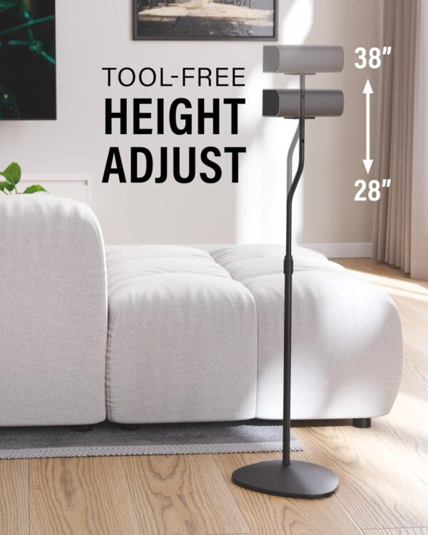 SANUS Speaker Stands Pair - Adjustable Height Speaker Stands for Satellite & Bookshelf Speakers up to 3.5lbs - Tool-Free Adjustment & Easy DIY Assembly - Image 4