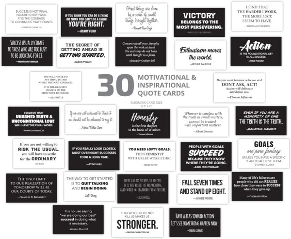 FOCUS AND ZEAL Positive Affirmations Cards | Motivational Cards | Meditation Cards Inspirational Success Quote | Historically Famous Leaders & Innovators | For Men & Women | Business Card Size 30 pcs - Image 2