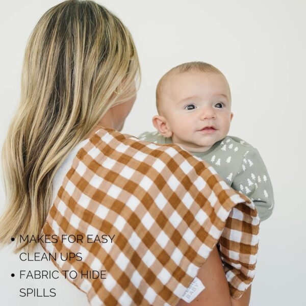 Mebie Baby Burp Cloths, Modern Print 3-Pack, Muslin Burp Cloth Set for Spit Up, Drool, and More, Boho Burp Cloths for Baby Boy and Girl, Baby Must Haves for Registry Lists and Gifts for Newborns - Image 6