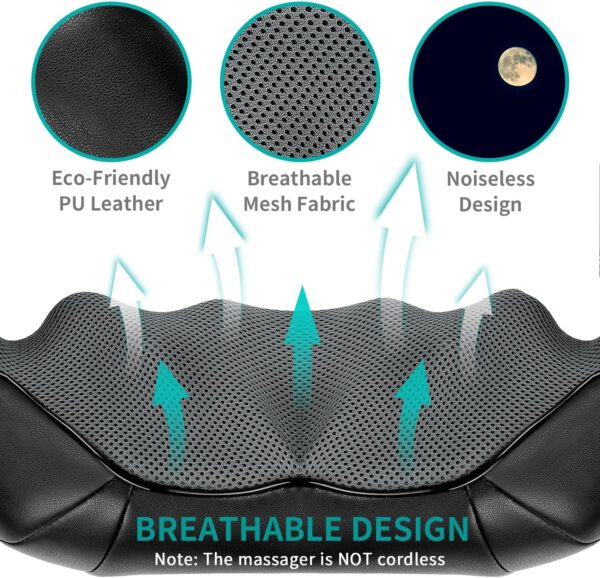 Shiatsu Neck and Back Massager with Soothing Heat, Nekteck Electric Deep Tissue 3D Kneading Massage Pillow for Shoulder, Leg, Body Muscle Pain Relief, Home, Office, and Car Use - Image 5
