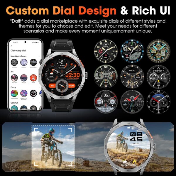 Military Smart Watch for Men 1.85" HD Ultra Screen Touch Screen 710mAh Battery Smart Watches for Android iOS （Bluetooth Call Answer/Dial Calls） Fitness Tracker with 100+ Sports - Image 5