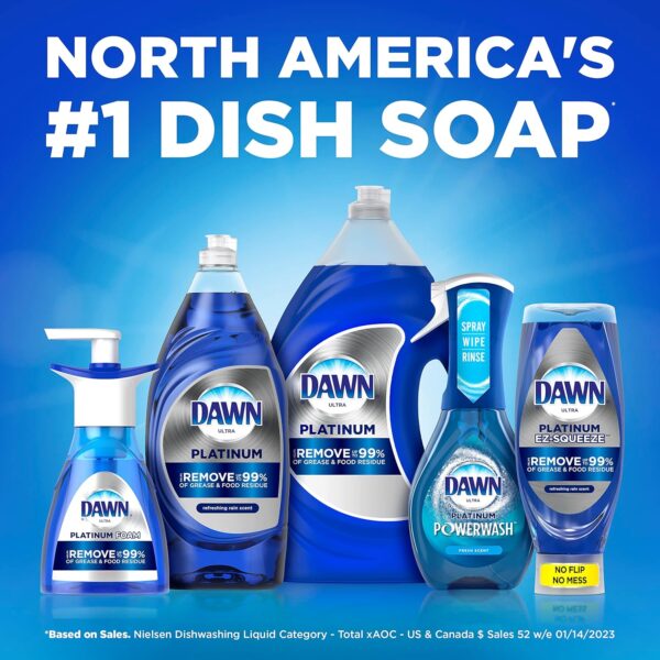 Dawn Platinum Dish Soap Liquid, Dishwashing Liquid, Dish Detergent Liquid, Refreshing Rain Scent, 54.8 fl oz (Pack of 2) - Image 9