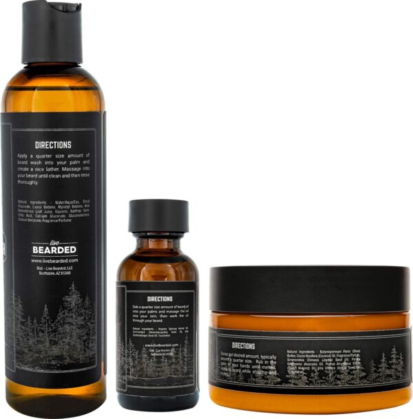 Live Bearded 3-Step Beard Grooming Kit - Wash, Oil and Butter - Made in The USA - All-Natural Ingredients with Shea, Jojoba - Growth Support | Executive Scent - Cedar, Vanilla - Image 2