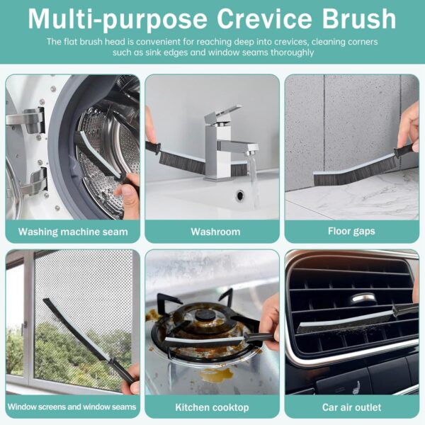 Crevice Cleaning Brush, Multifunctional Hard-Bristled Gap Scrub Brush, 2025 New Multifunctional Gap Cleaning Brush Tool, Dead Corners Brushes for Bathroom Kitchen Tiles Window Door Slots, 3pcs - Image 3