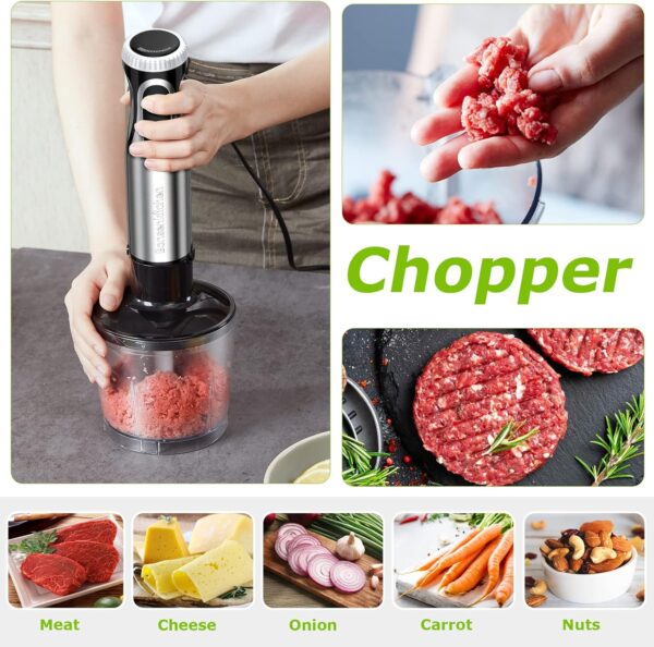 Bonsenkitchen Immersion Blender, 20 Variable Speeds & Turbo, 4-In-1 Stainless Steel Handheld Blender Stick Mixer with Egg Whisk, Beaker & Chopper Bowl - Image 5