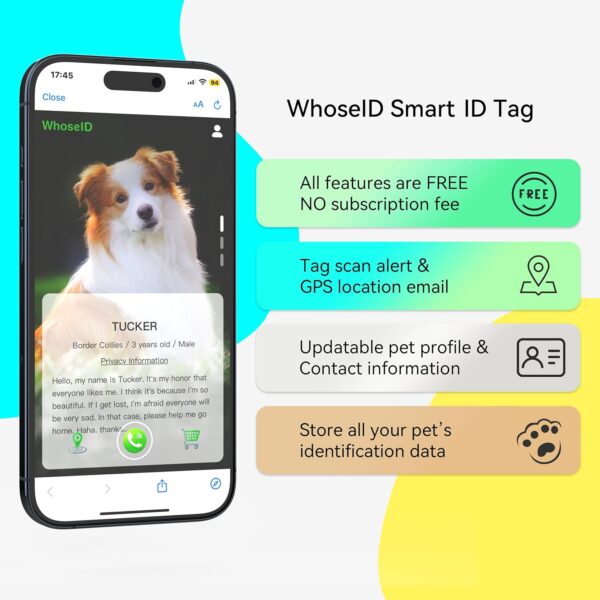 QR Code Dog Tag with NFC - Personalized Silicone ID Tag, Modifiable Online Profile, Multiple Emergency Contacts, Scan QR Code for Pet GPS Location (Small, Red) - Image 5