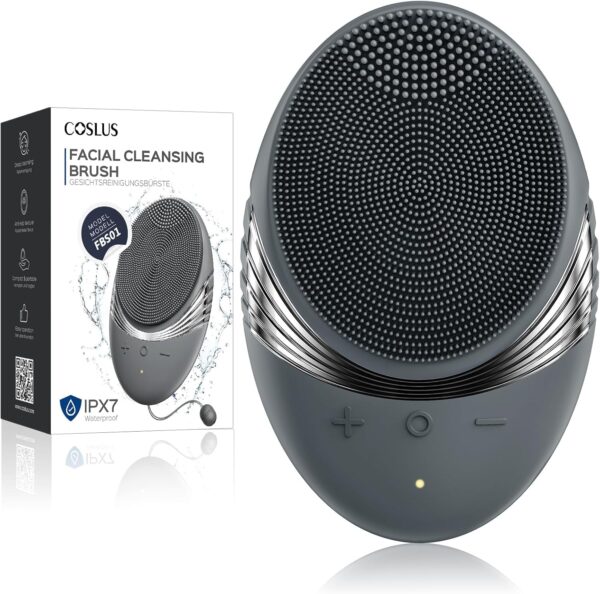 COSLUS Facial Cleansing Brush Face Scrubber : Portable Silicone Waterproof Rechargeable Face Wash Brush, 5 Cleansing Modes, Electric Deep Cleaning for Men & Women, Removing Blackhead, Exfoliating