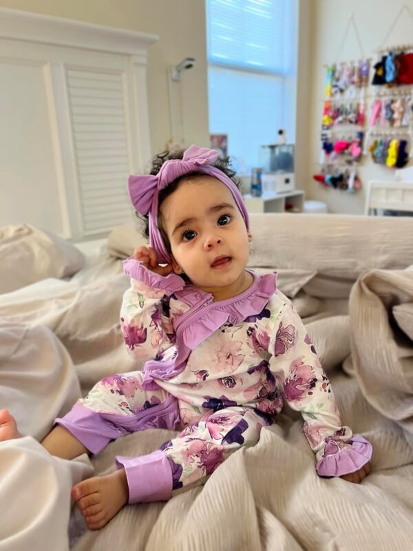 Infant Newborn Baby Girl Clothes Onesies for Baby Girl Long Sleeve Ruffle Baby Clothes with Headband - Image 2