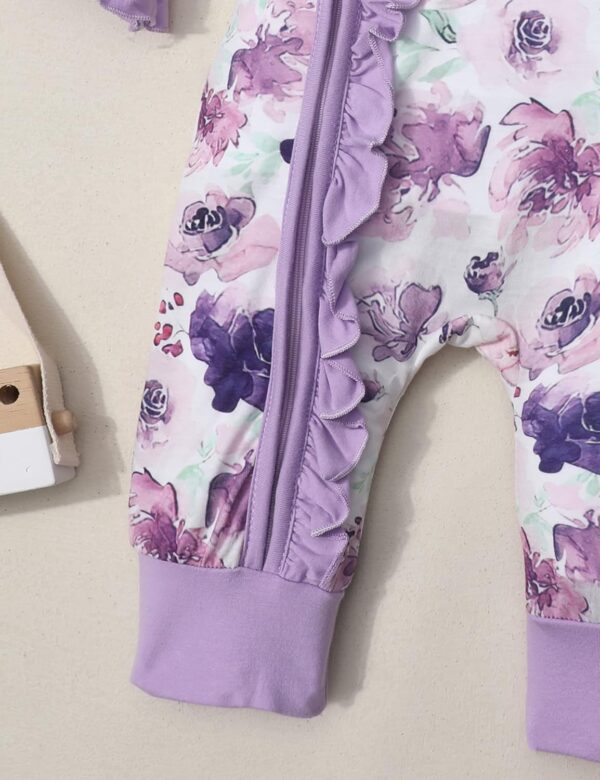 Infant Newborn Baby Girl Clothes Onesies for Baby Girl Long Sleeve Ruffle Baby Clothes with Headband - Image 5