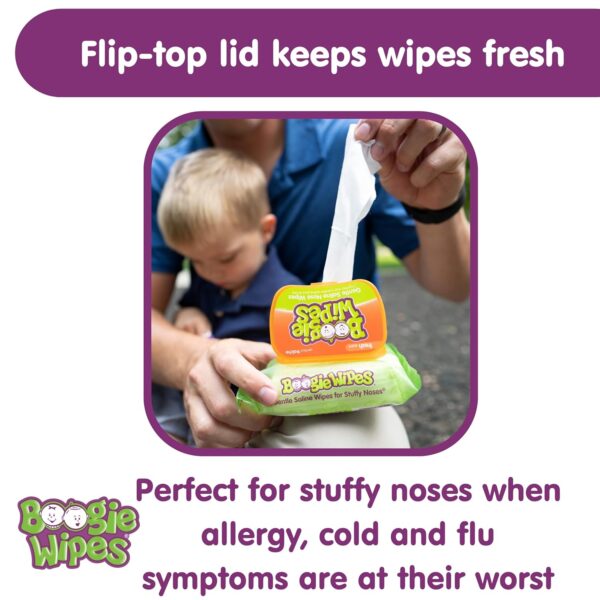 Saline Nose Wipes by Boogie, for Baby & Kids, Face, Hand & Body, FSA/HSA Eligible, Made with Vitamin E, Aloe, and Natural Saline, Fresh Scent, 30 Count (Pack of 6) - Image 4