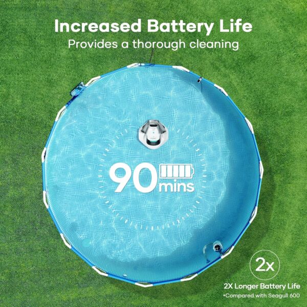 AIPER Cordless Robotic Pool Vacuum, Self-Parking Technology, Portable, Ideal for Above-Ground Flat Pool up to 40 Feet, White - Image 3