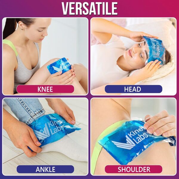 Gel Ice Packs for Injuries Reusable (2 Pack) 9.5" x 4.5" – HSA FSA Eligible Gel Cold Packs by Kinetic Labs – Flexible & Soft Packs for Knee, Shoulder, Back (Regular) - Image 2