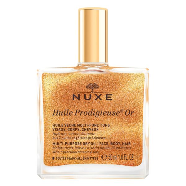 NUXE Huile Prodigieuse Shimmer Multi-Purpose Dry Oil - Luxurious Radiant Glow and Hydration for Face, Body & Hair