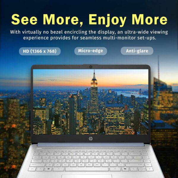 HP 14" HD Anti-Glare Laptop, Intel Processor N150, 16GB RAM, 288GB Storage(128GB SSD+160GB Docking Station Set), Intel Graphics, 1 Year Office 365, Fast Charge, Wi-Fi 6, Win 11 S, Blue - Image 4