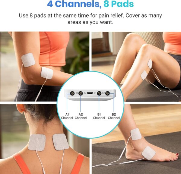 Etekcity FSA HSA Store Eligible 4-Output TENS Unit, Muscle Stimulator Machine for Pain Relief Physical Therapy, Back, Nerve, Sciatica, Neck, Shoulder,Period Cramp Relaxer,Rechargeable Electric Device - Image 3