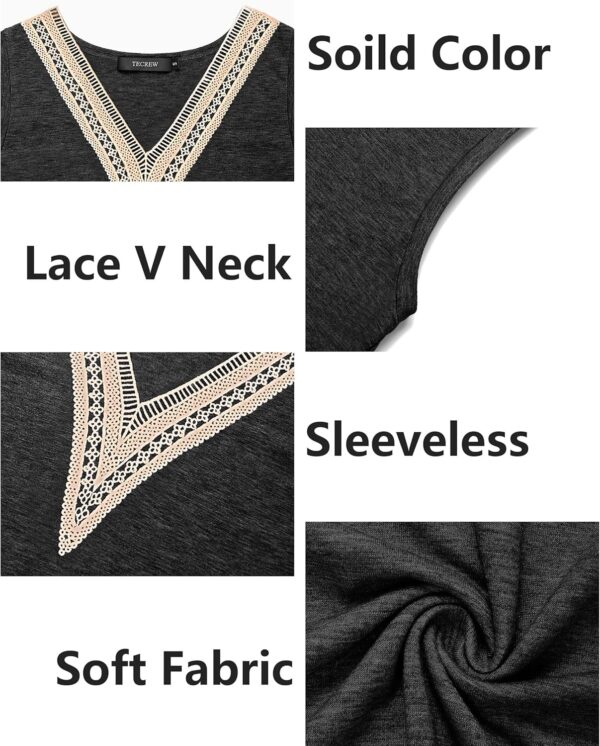 MEROKEETY Women's Casual Cap Sleeve Lace Trim V Neck Tops 2025 Summer Loose Tee Shirts Blouse - Image 6