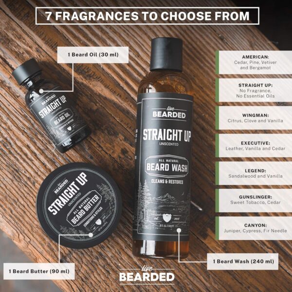 Live Bearded 3-Step Beard Grooming Kit - Wash, Oil and Butter - Made in The USA - All-Natural Ingredients with Shea, Jojoba - Growth Support | Executive Scent - Cedar, Vanilla - Image 5
