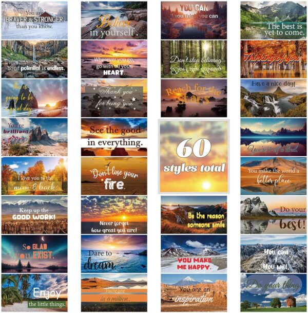 Jinei 300 Inspirational Affirmation Cards Positive Motivational Cards Small Mini Encouragement Quotes for Women Mother's Day Church(Scenery Style) - Image 6