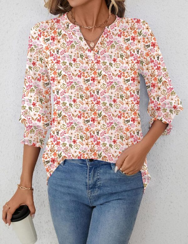 LOMON Women's 2025 Fashion Tops 3/4 Length Sleeve Business Casual Blouses Summer Tees Shirts - Image 6