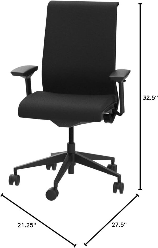 Steelcase Think Chair - Sophisticated, Multi-User Chair - Five Points of Adjustability - Ergonomic Office Chair - Spine Comfort - Lumbar Support - Adjustable Arms - Black - Image 3