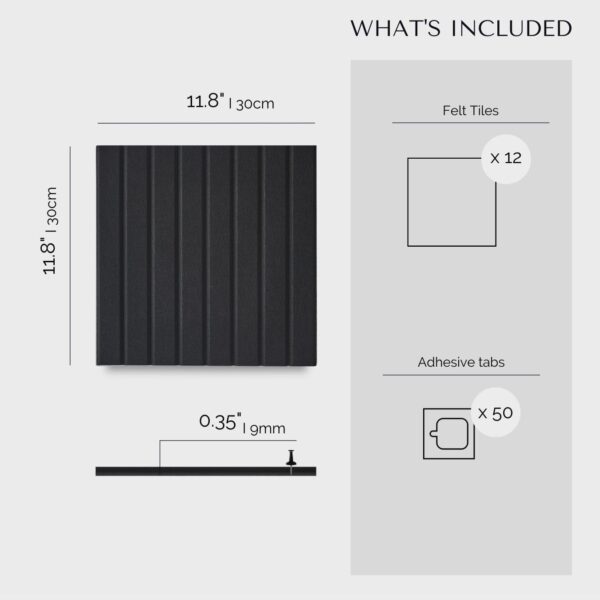 Large Cork Boards for Walls Black Felt Board Alternative - Slat Wall Paneling, Felt Bulletin Board Tiles for Office Decor, Push pin Board Office Wall Organizer -12-Pack (Black) - Image 5