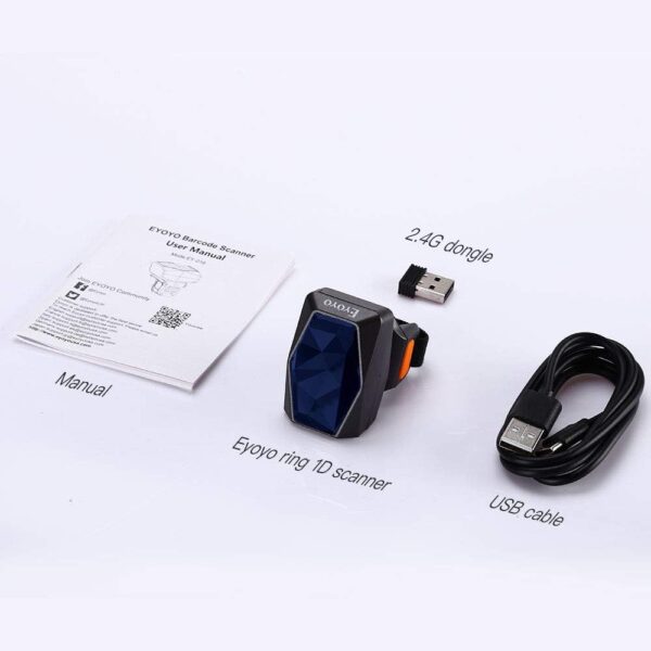 Eyoyo 1D Bluetooth Wearable Ring Barcode Scanner, Portable Mini Finger Bar Code Reader with 2.4GHz Wireless & USB Wired Connection for iPhone iPad Android iOS, for Book, Warehouse Inventory, Express - Image 9