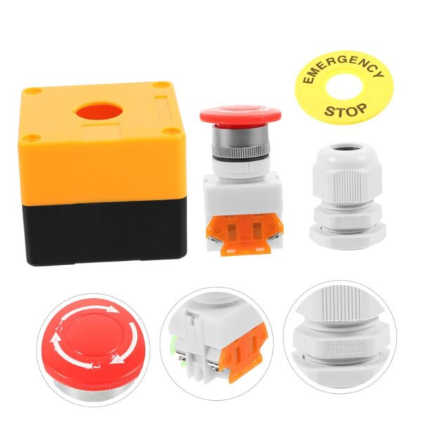 2 Sets Industrial Emergency Stop Button Switch Mushroom Push Button for Easy Response - Image 4
