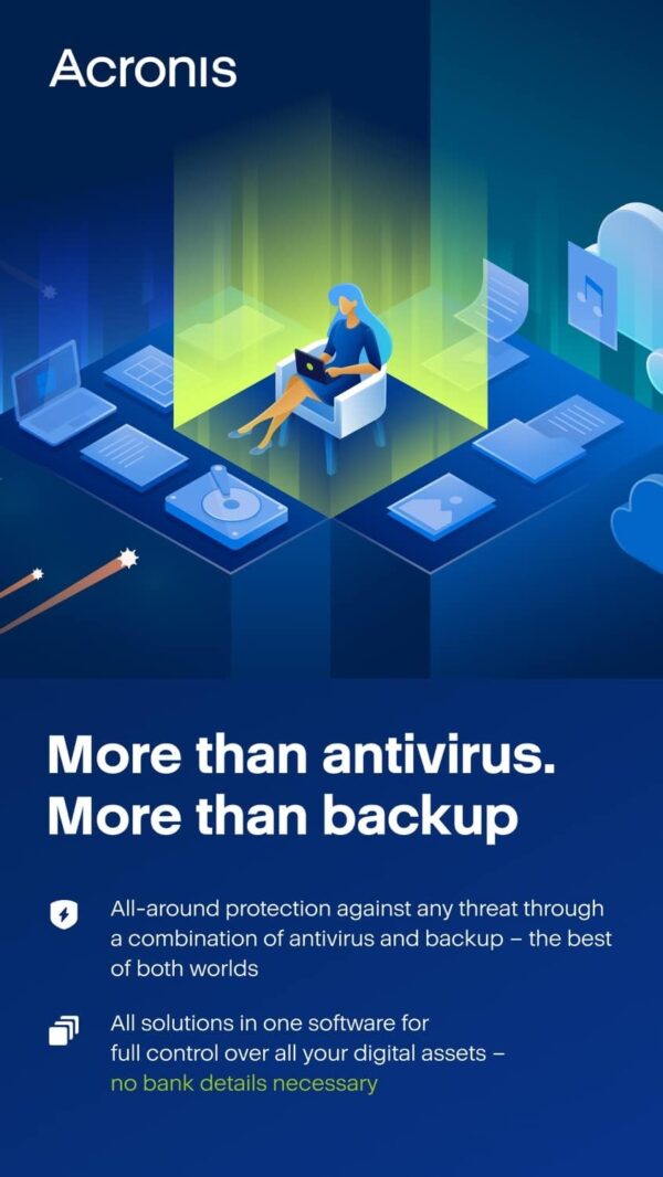 Acronis Cyber Protect Home Office 2023 | Essentials | 3 PC/Mac | 1 Year | Windows/Mac/Android/iOS | pure Backup | Activation Code by post - Image 2