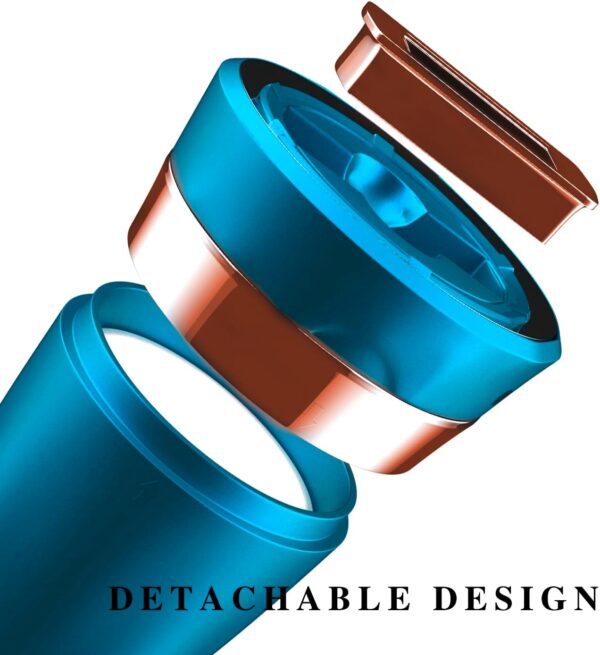 Car Ashtray, Auto Ashtray Cigar Electronic Cigarette Lighter Detachable Solar Powered/USB Rechargeable with Lid Blue LED Light for Most Car Cup Holder Home Office (Blue) - Image 4