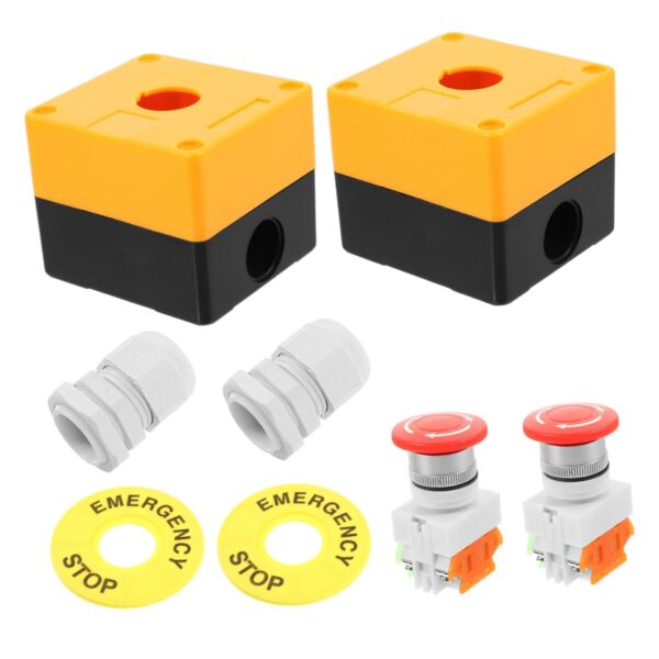 2 Sets Industrial Emergency Stop Button Switch Mushroom Push Button for Easy Response