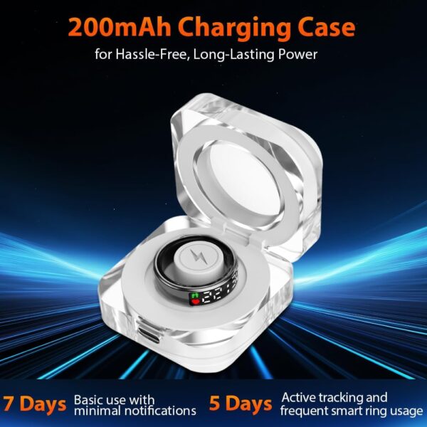 Smart Ring Health Tracker with LED Display Screen, IP68 Waterproof Fitness Tracker, Bluetooth Connection Health Ring Compatible with iOS/Android, Activity Tracker/Heart Rate/Blood Oxygen/Sleep/Step - Image 7